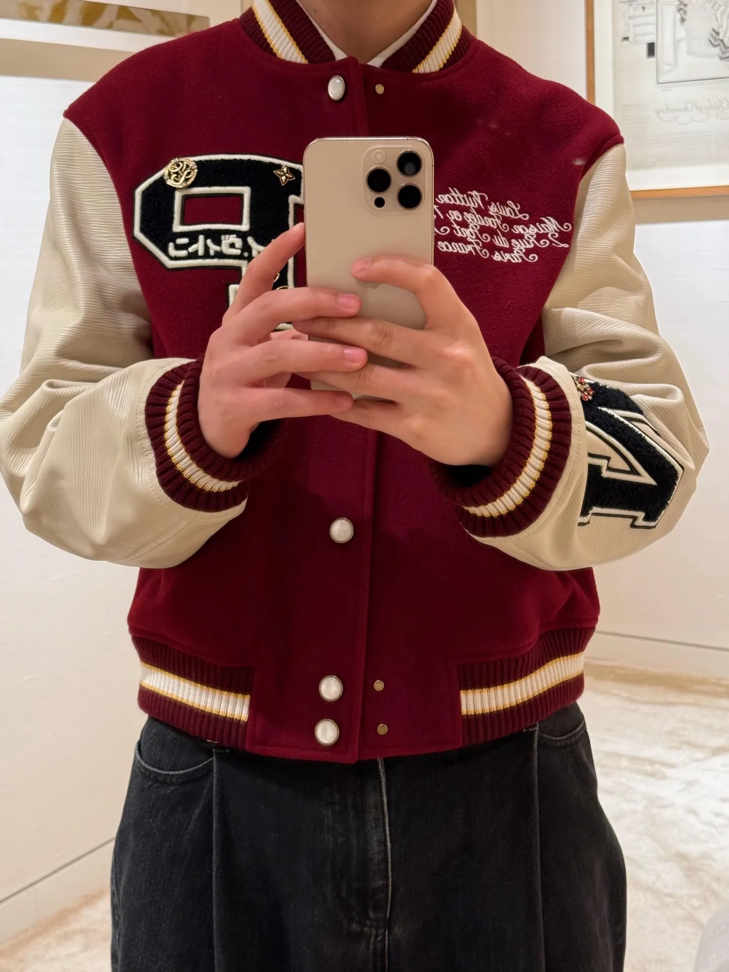 Louis Vuitton/Louis Vuitton embroidered letter logo baseball jacket